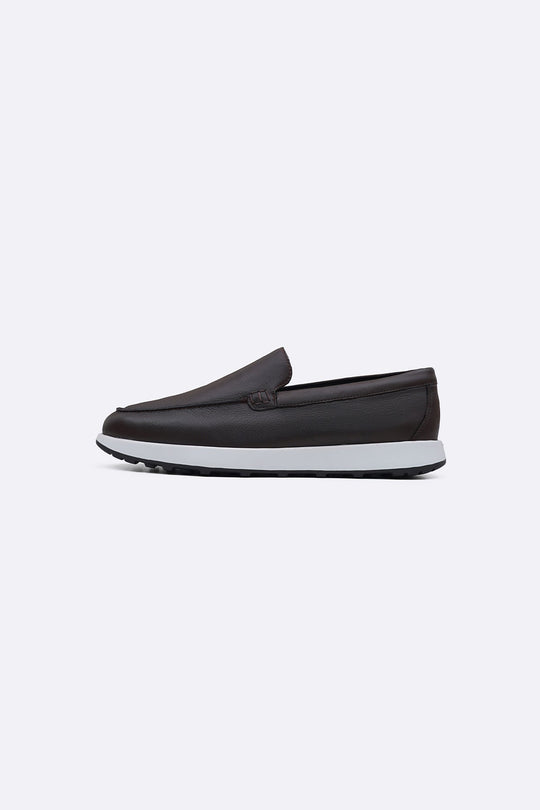 COFFEE AIR LEATHER LOAFERS