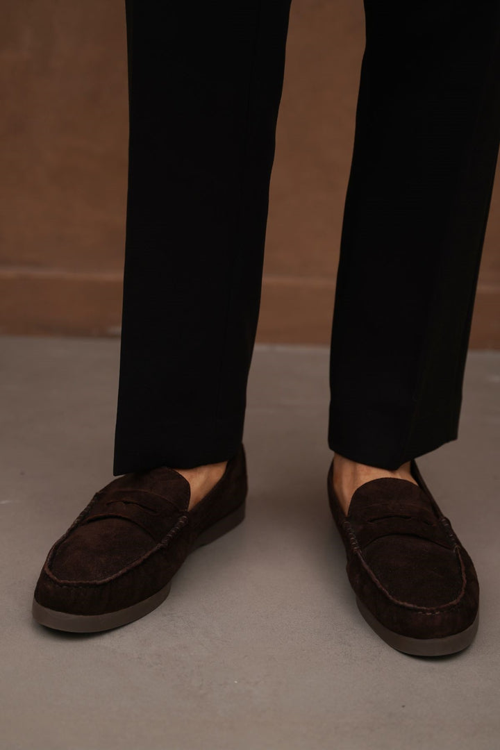 COFFEE GOAT SUEDE LEATHER LOAFERS