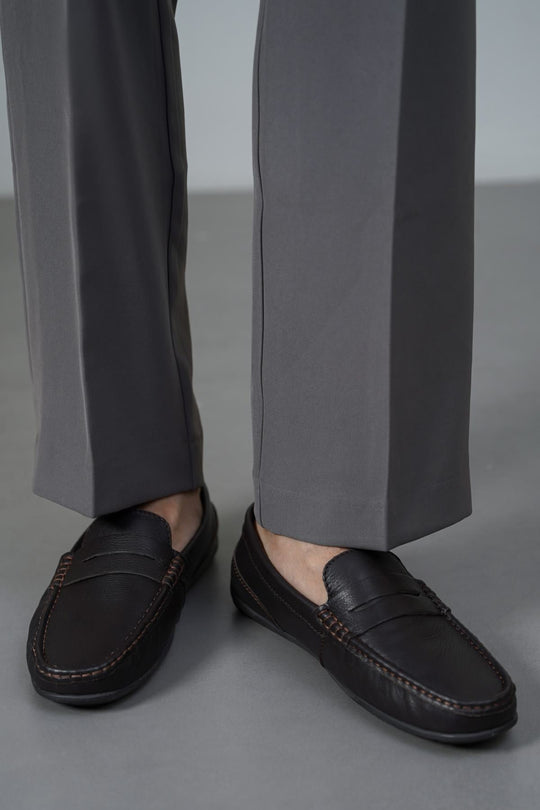 DARK BROWN COMFORT REAL LEATHER MOCCASIN