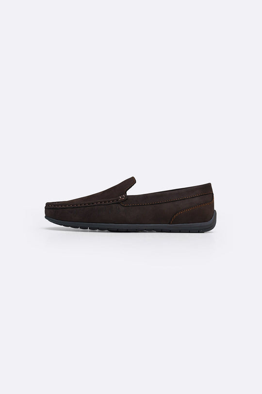 DARK BROWN COMFORT REAL LEATHER MOCCASIN