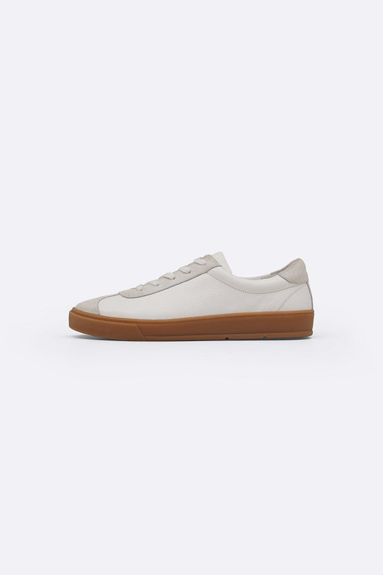 WHITE LOW-TOP LEATHER SNEAKERS