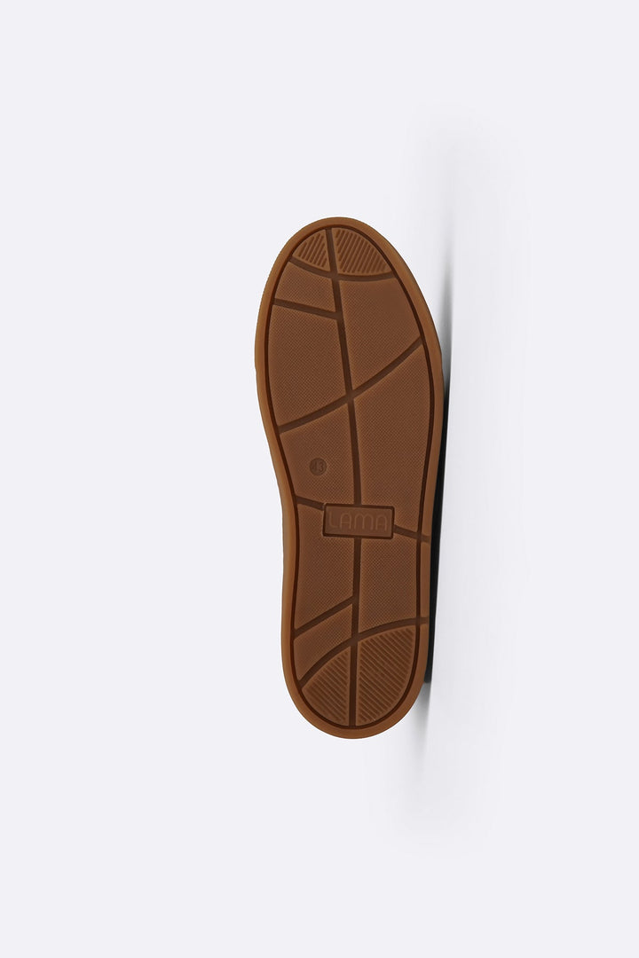 COFFEE LOW-TOP LEATHER SNEAKERS