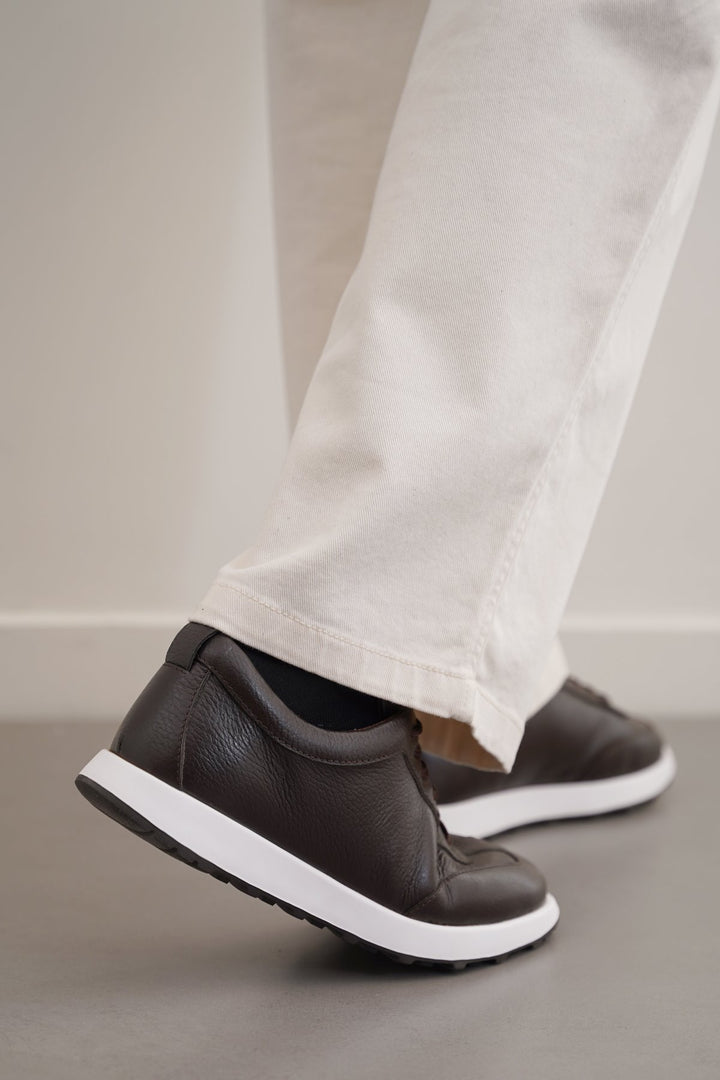 COFFEE AIR LEATHER SNEAKERS