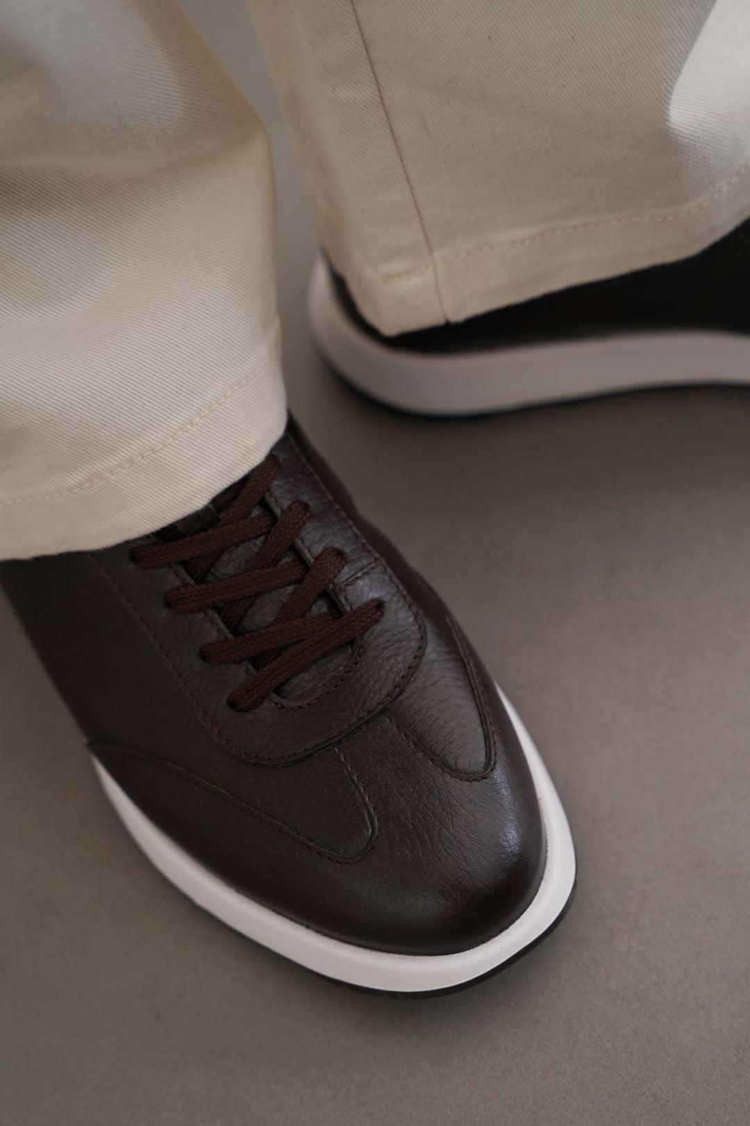 COFFEE AIR LEATHER SNEAKERS