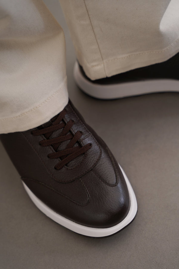 COFFEE AIR LEATHER SNEAKERS