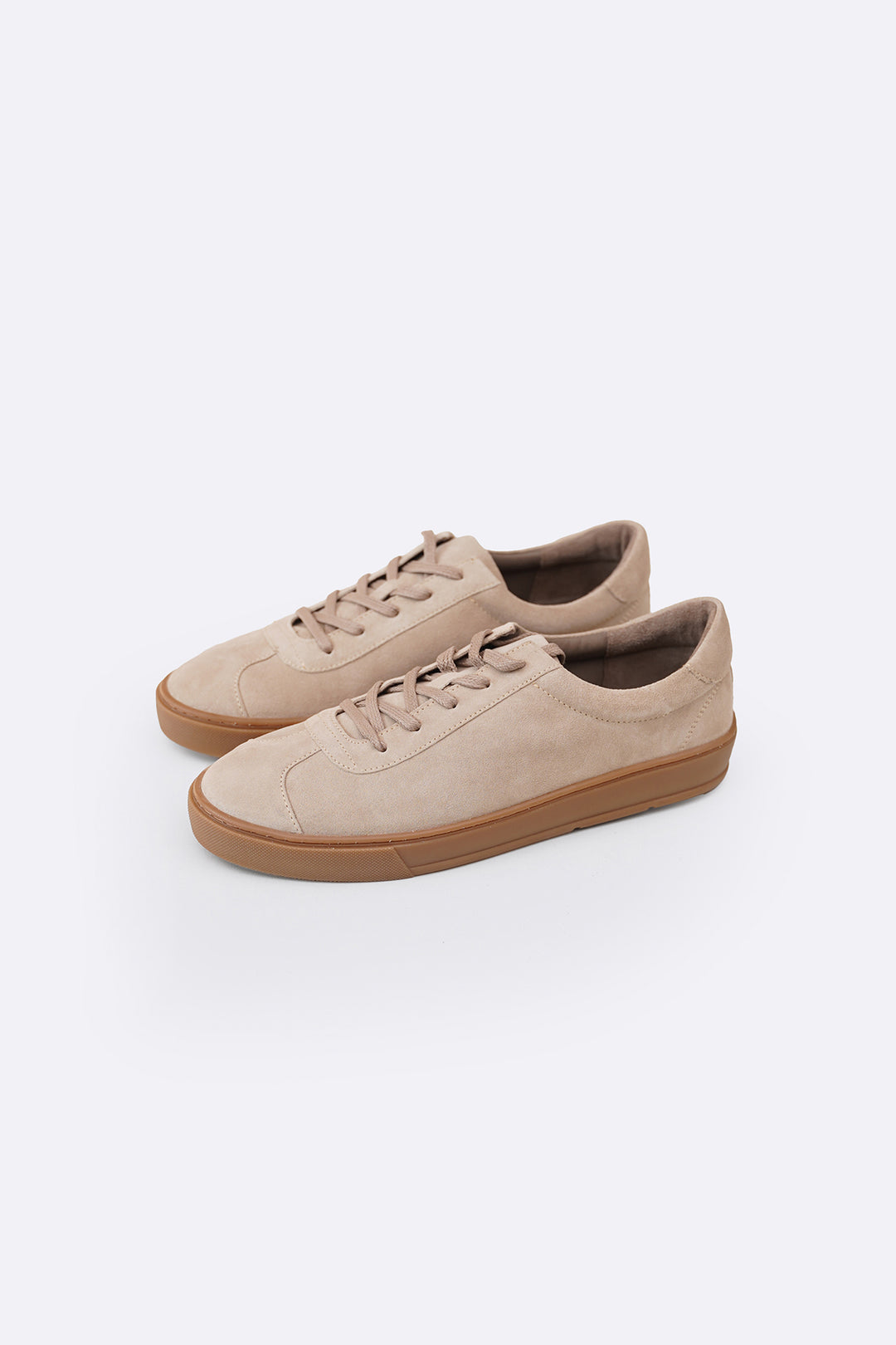 SAND LOW-TOP LEATHER SNEAKERS
