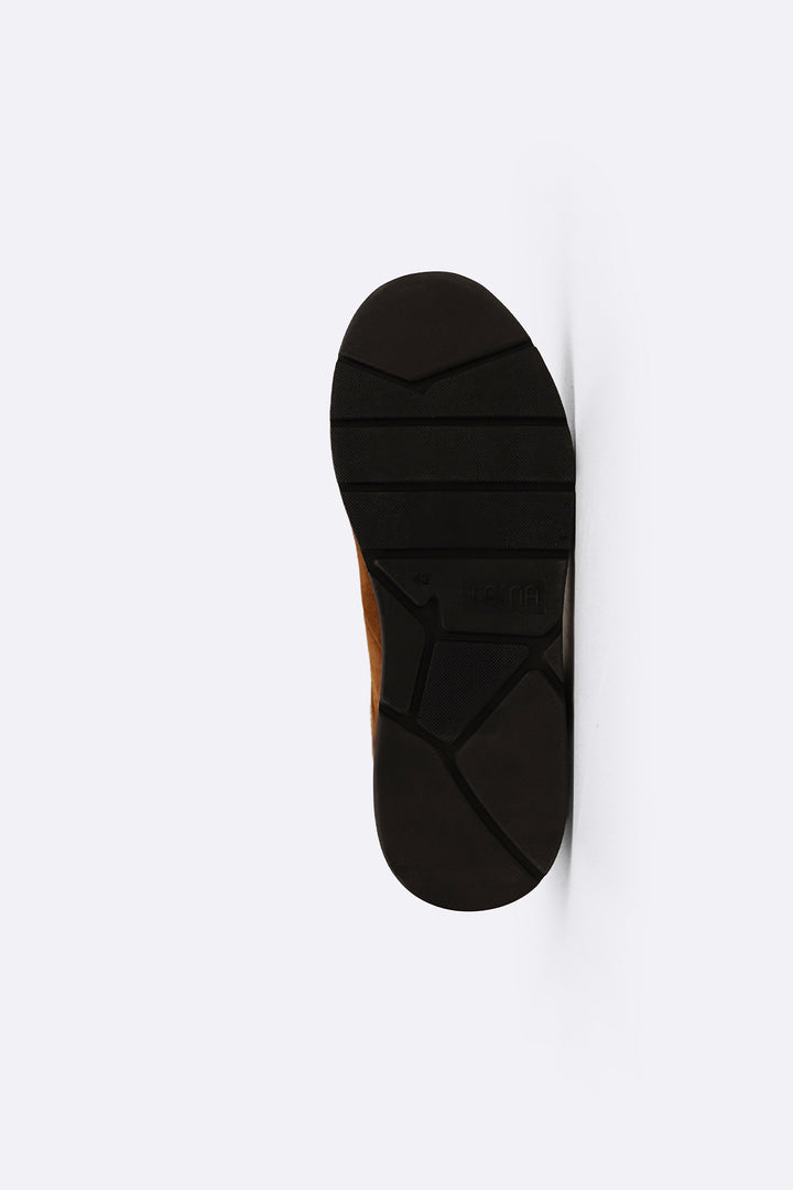 BROWN LACE-UP LEATHER SNEAKERS