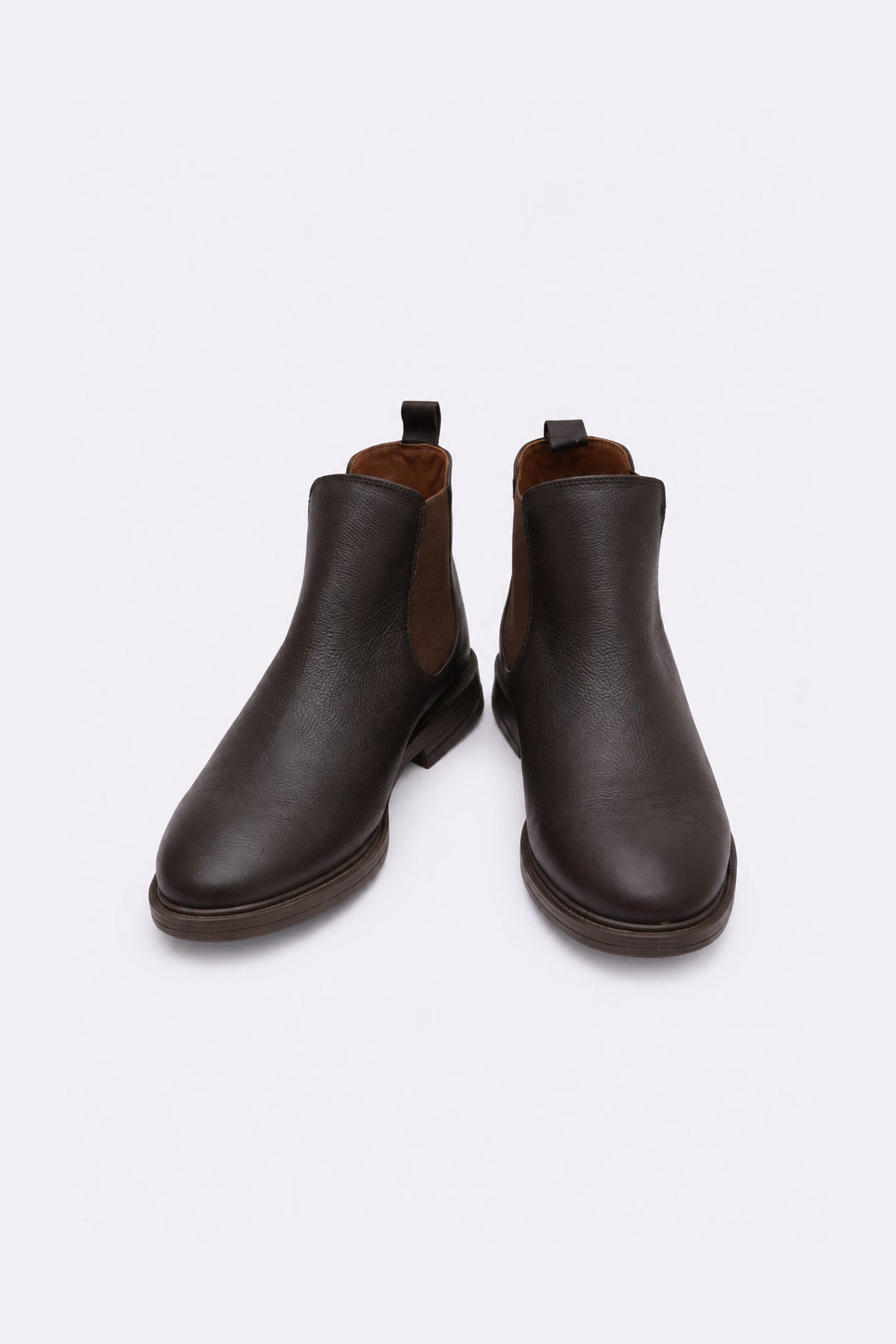DARK BROWN GRAINED LEATHER CHELSEA BOOTS