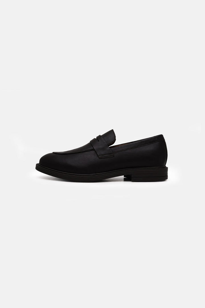 BLACK-LEATHER PENNY LOAFERS