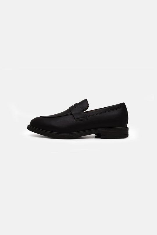 BLACK-LEATHER PENNY LOAFERS