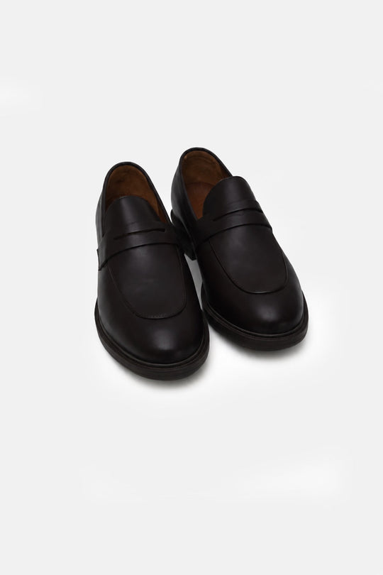 BLACK-LEATHER PENNY LOAFERS