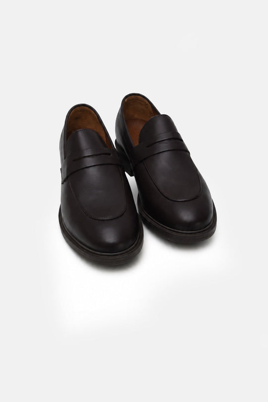 DARK BROWN-LEATHER PENNY LOAFERS