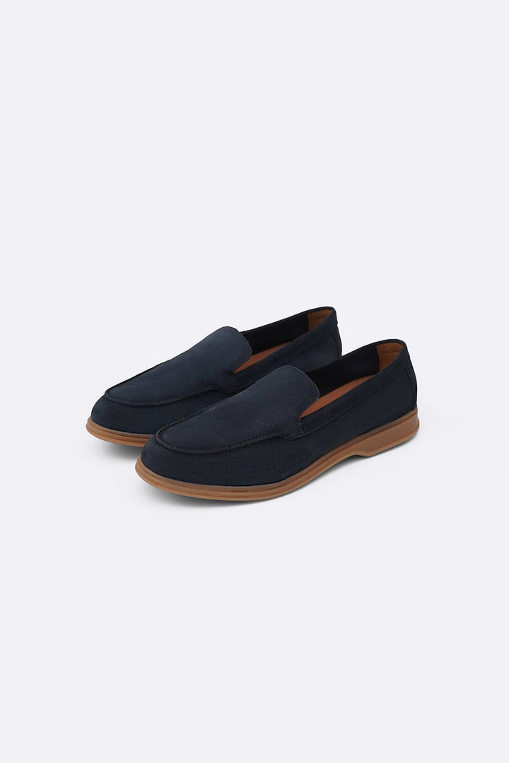 NAVY COMFORTABLE LEATHER LOAFERS