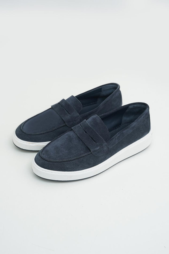 NAVY PENNY LOAFERS