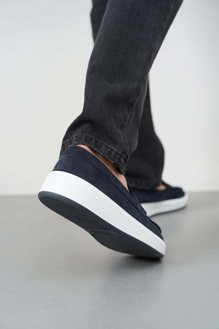 NAVY PENNY LOAFERS