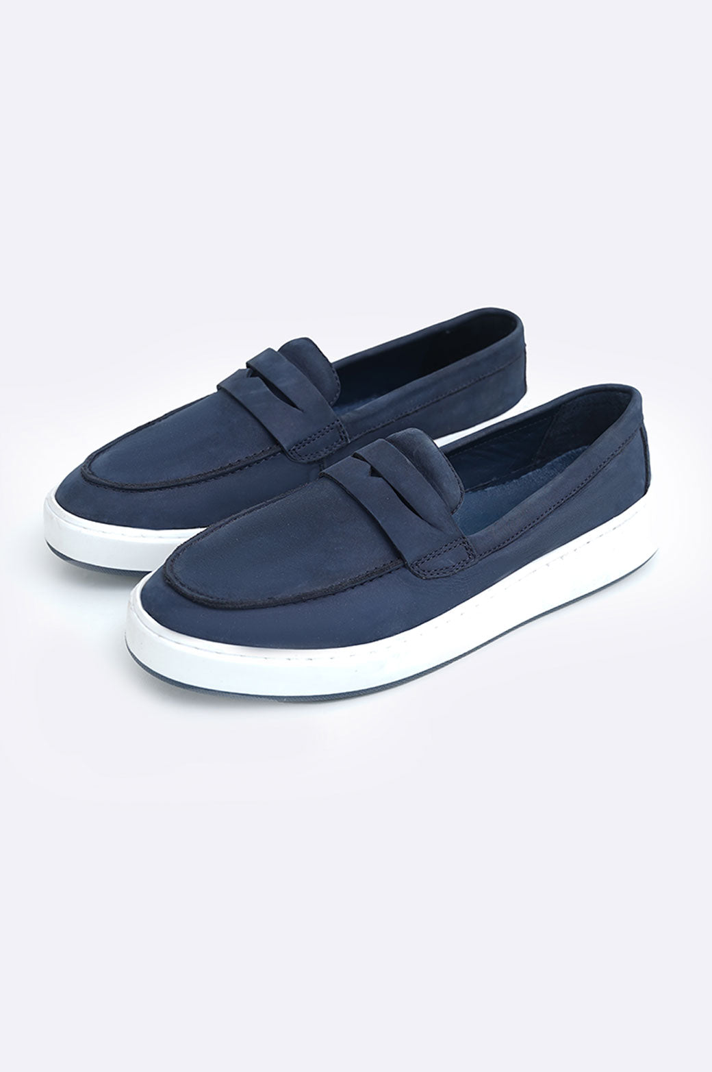 NAVY PENNY LOAFERS