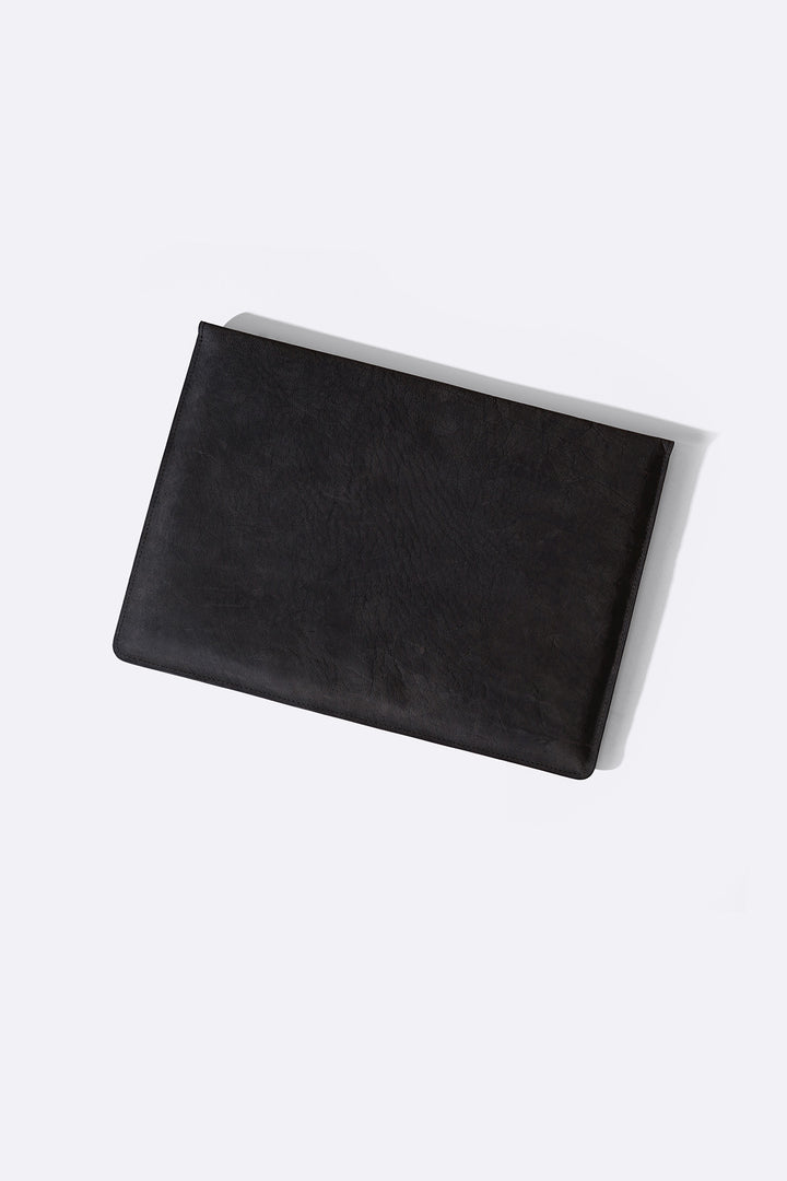 CHARCOAL LAPTOP SLEEVE IN GENUINE LEATHER