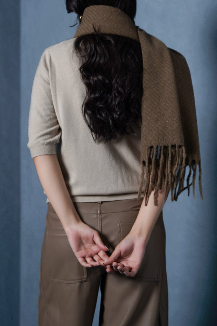 TAUPE COZY WEAVE SCARF