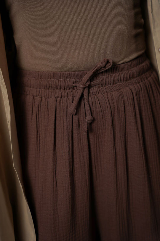 CHOCOLATE MUSLIN WIDE PANTS