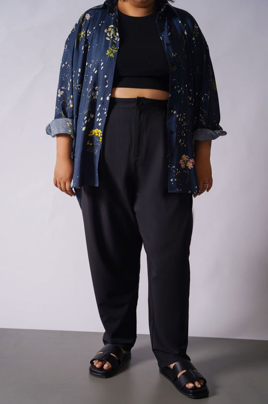 BLACK CURVE SLOUCHY PANTS