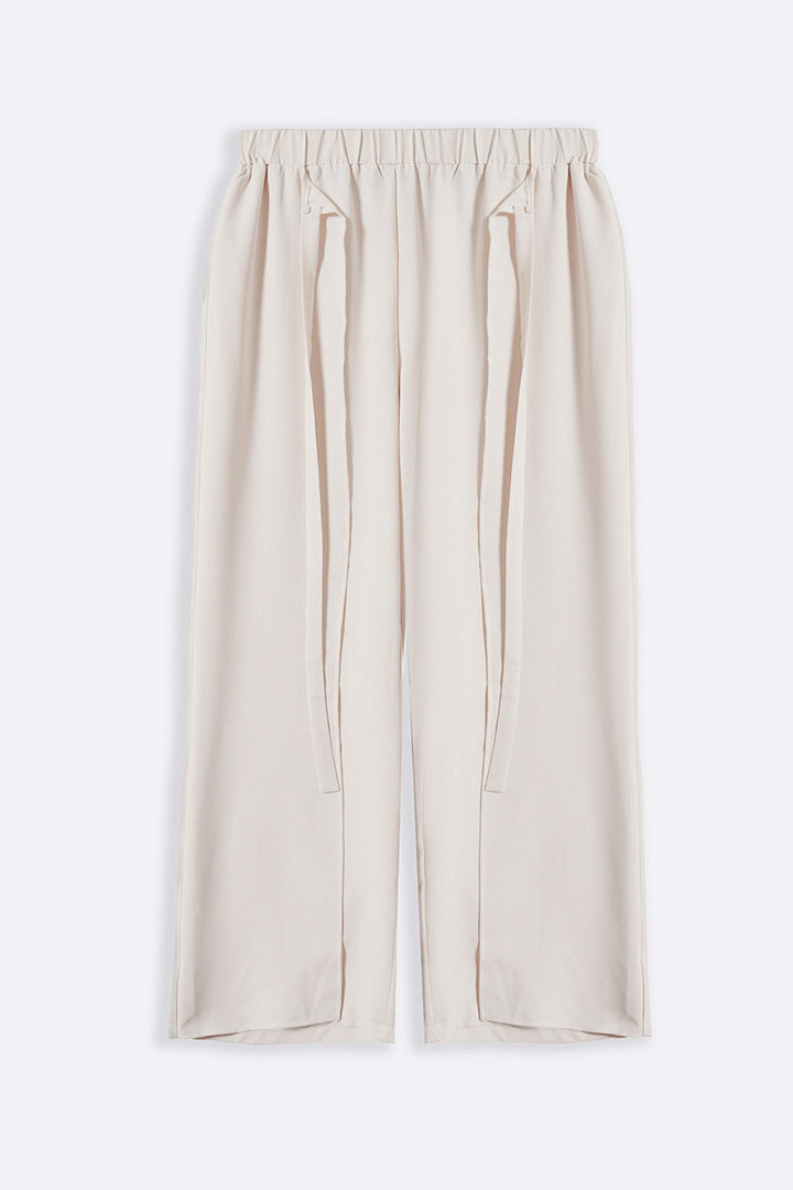 CREAM TIE-AROUND RESORT PANTS