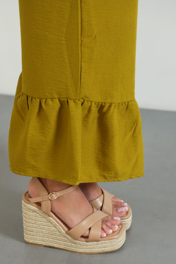 GREEN RESORT FLARED PANTS