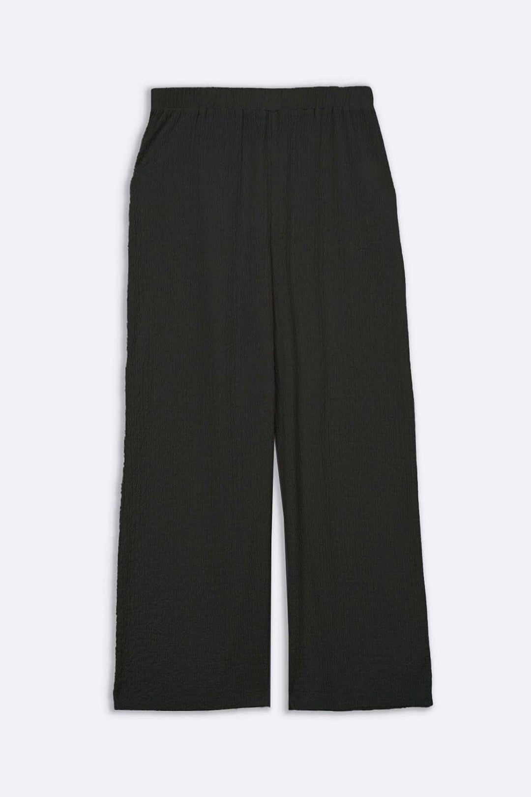 BLACK TEXTURED STRETCHY PANTS