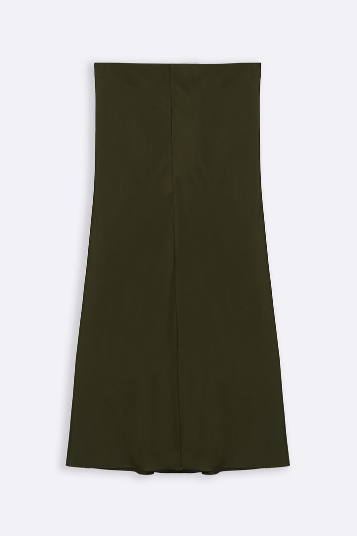 GREEN SATIN LONG SKIRT