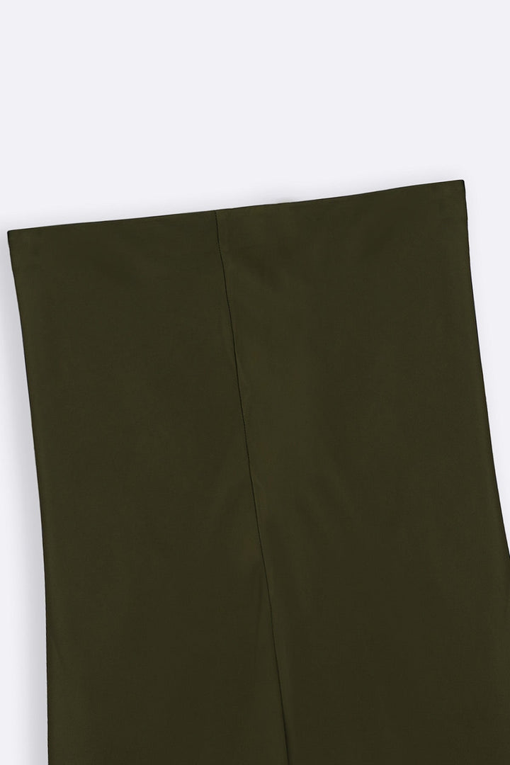 GREEN SATIN LONG SKIRT