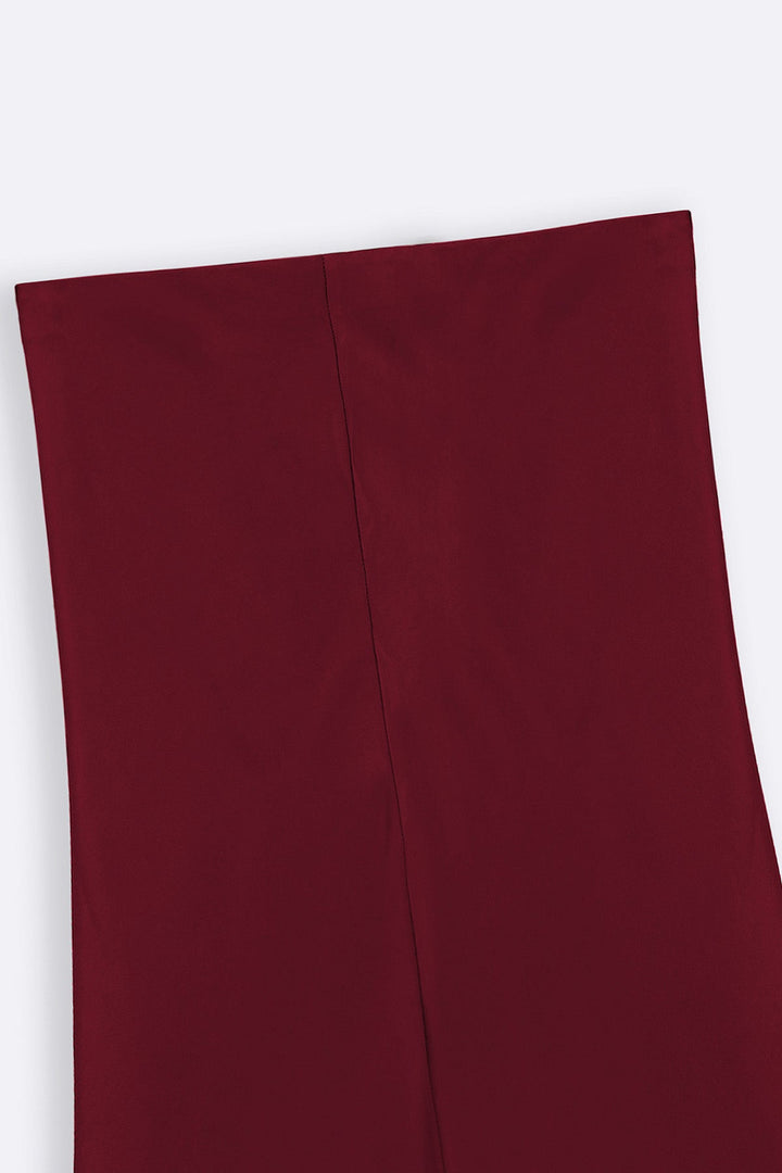 RED SATIN LONG SKIRT