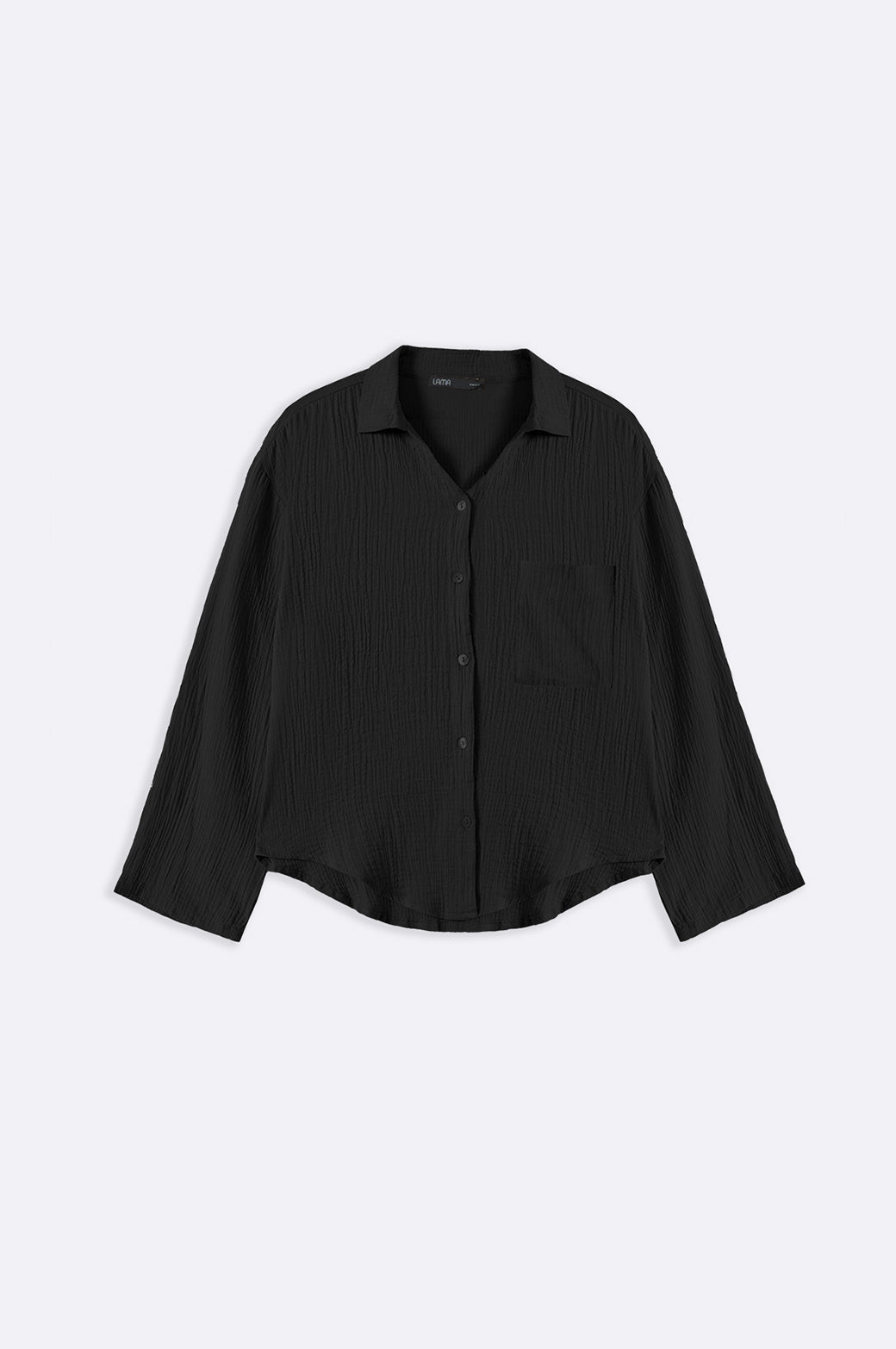 BLACK BASIC MUSLIN BUTTON DOWN