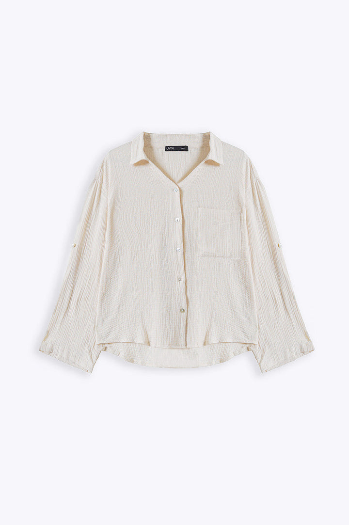 CREAM BASIC MUSLIN BUTTON DOWN
