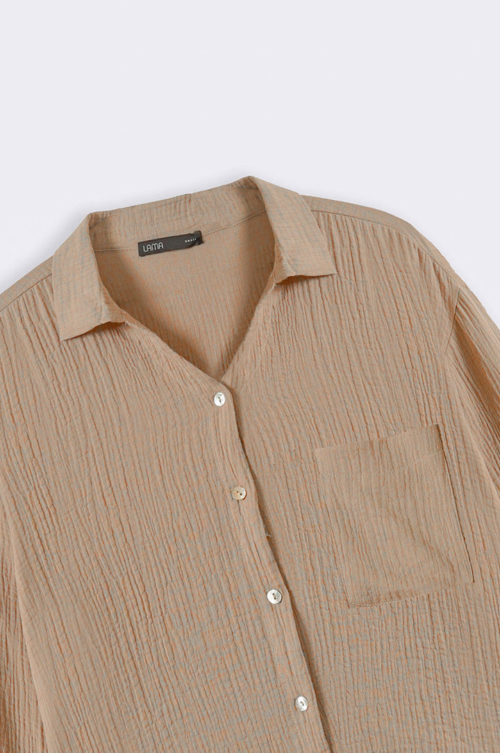 TAUPE BASIC MUSLIN BUTTON DOWN
