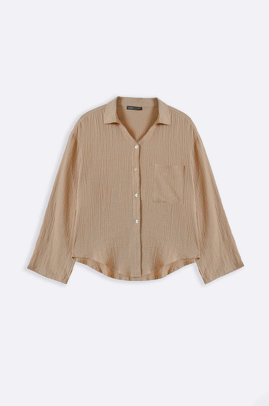 TAUPE BASIC MUSLIN BUTTON DOWN