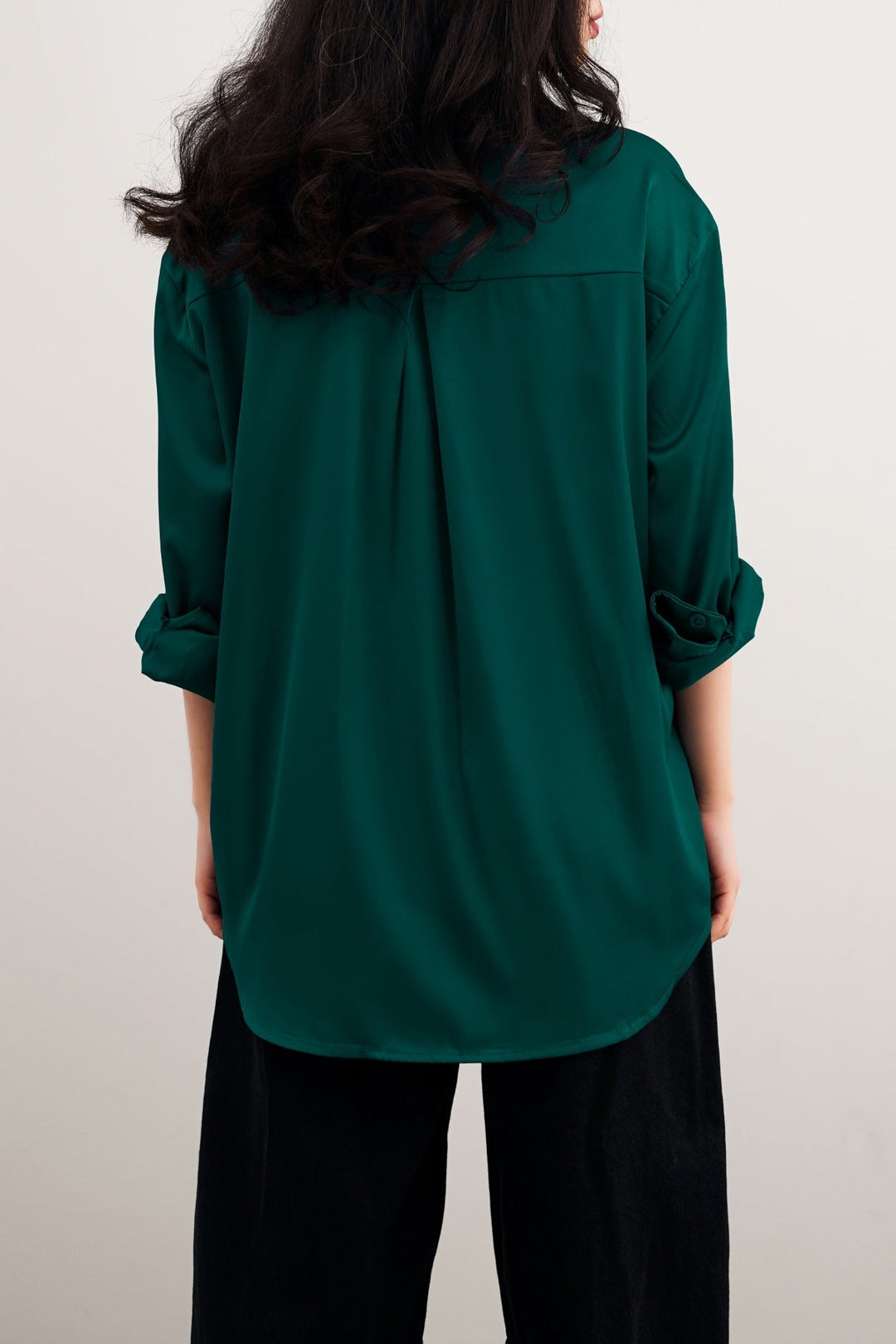 TEAL GREEN BASIC SILK SHIRT