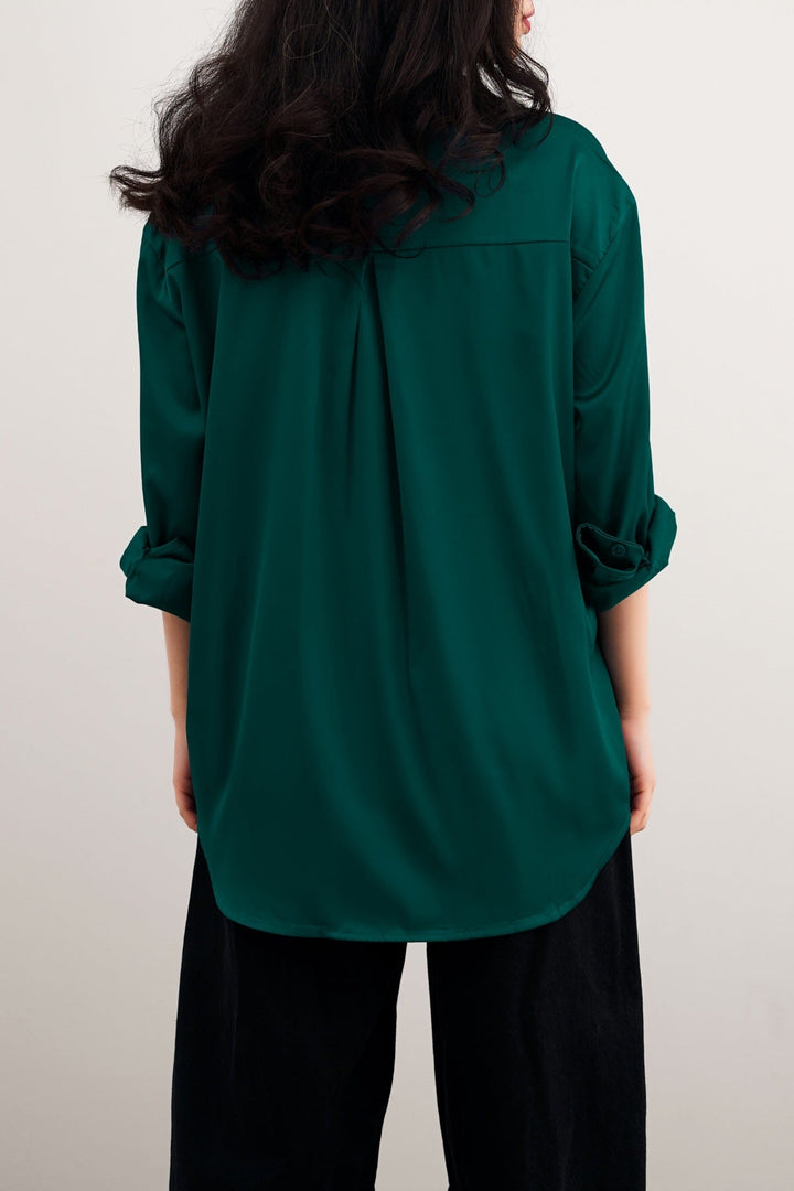 TEAL GREEN BASIC SILK SHIRT