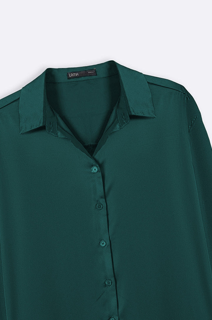 TEAL GREEN BASIC SILK SHIRT