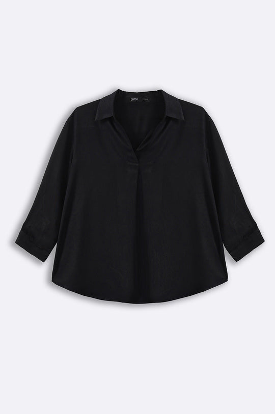 BLACK EVERYDAY PLEATED BLOUSE