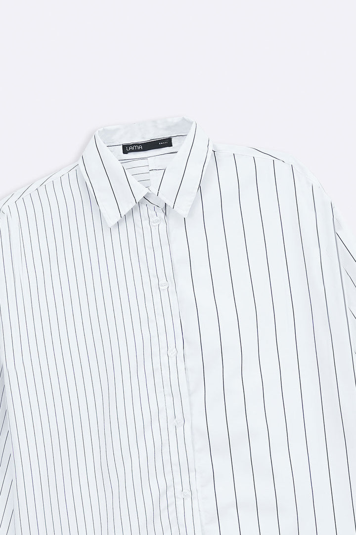 WHITE CURVE ASYMMETRIC SHIRT
