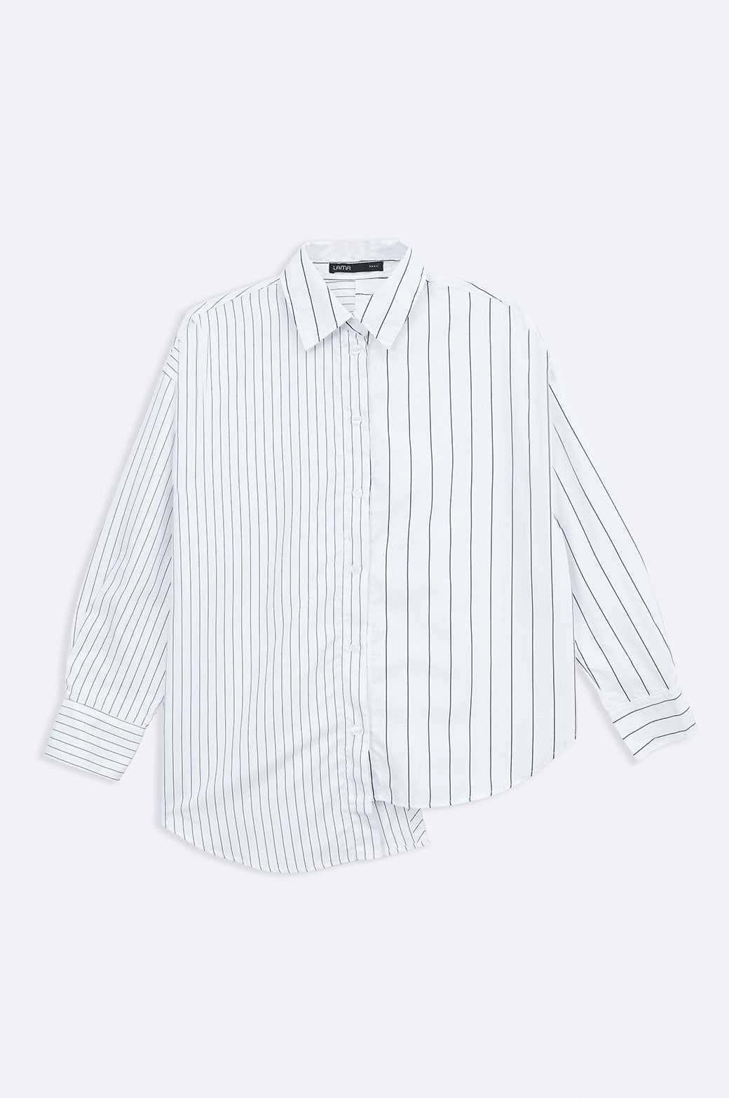 WHITE CURVE ASYMMETRIC SHIRT