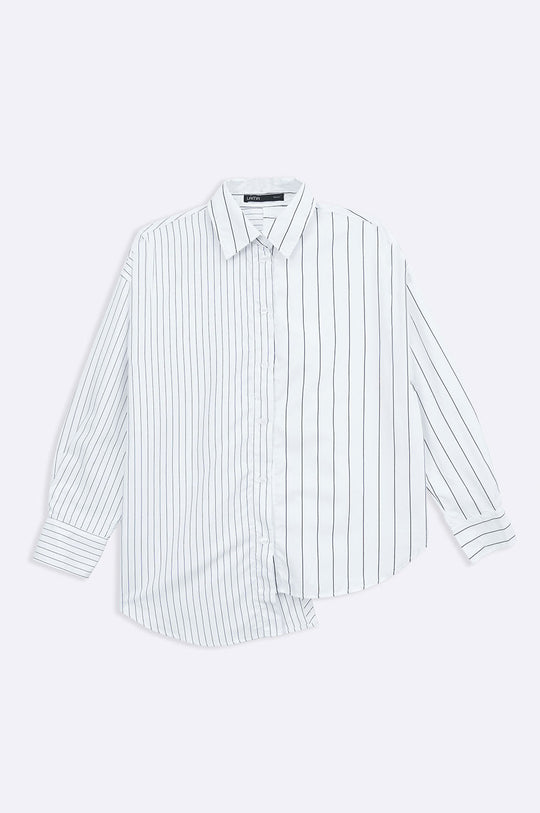 WHITE CURVE ASYMMETRIC SHIRT