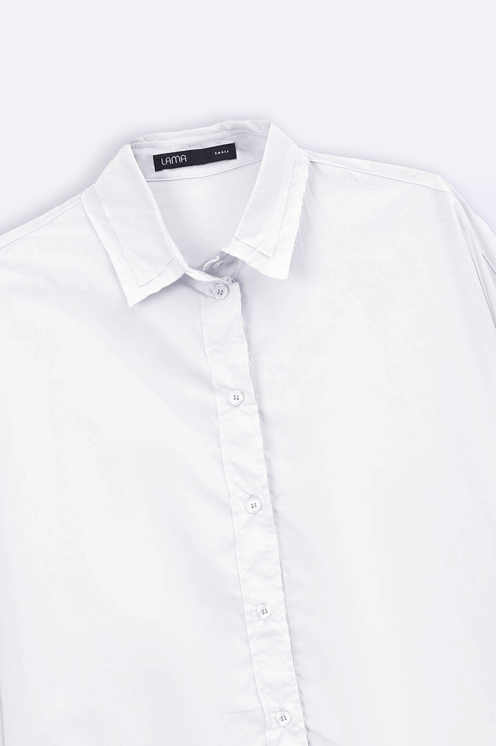 WHITE CURVE FRAYED SHIRT