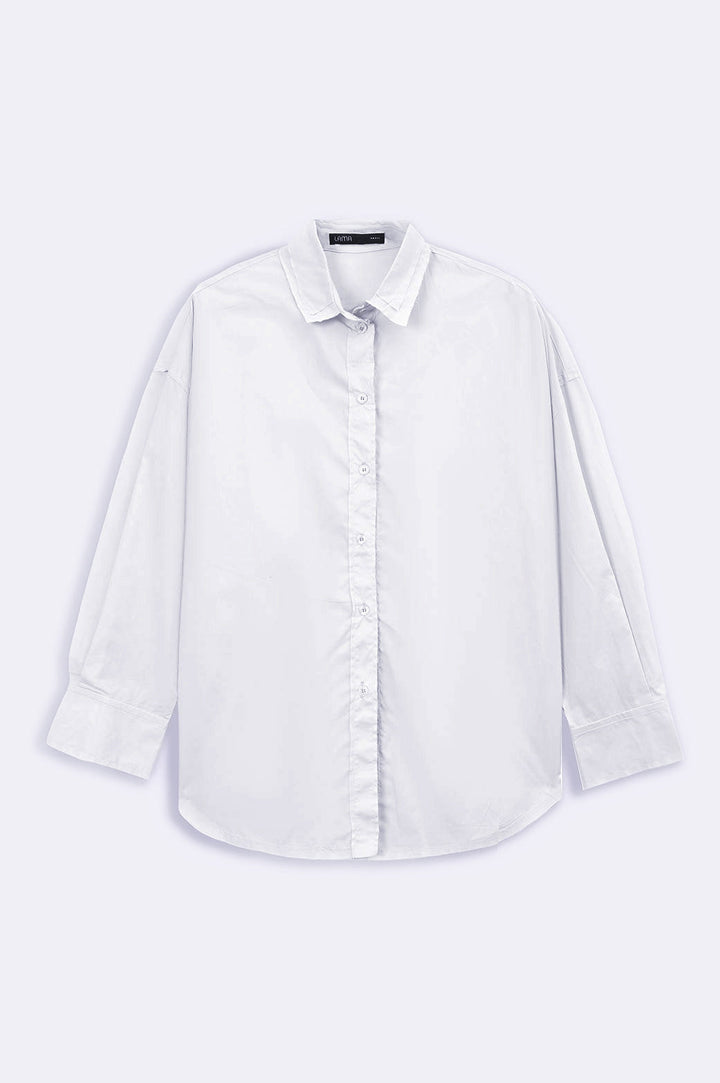 WHITE CURVE FRAYED SHIRT