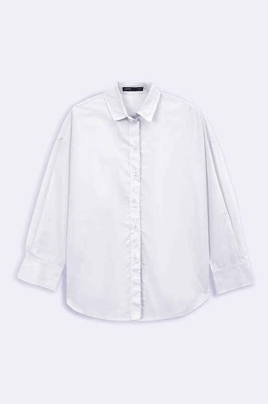 WHITE CURVE FRAYED SHIRT