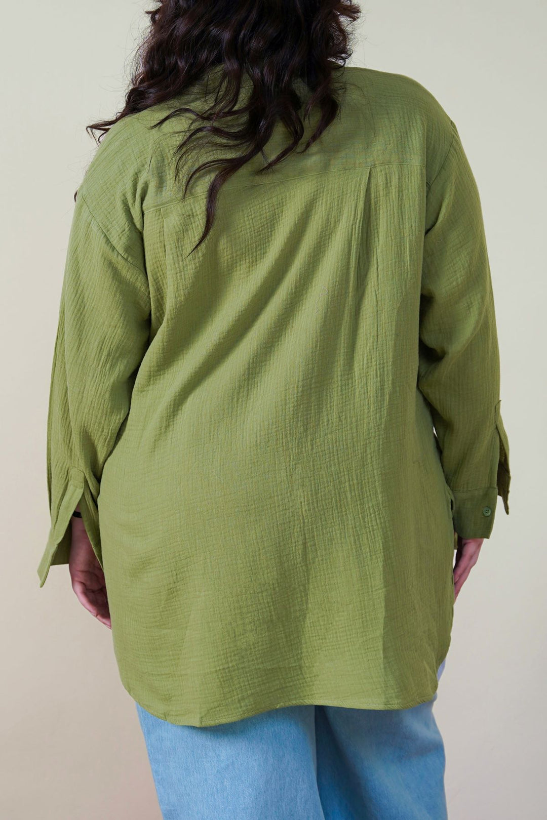 GREEN CURVE MUSLIN SHIRT