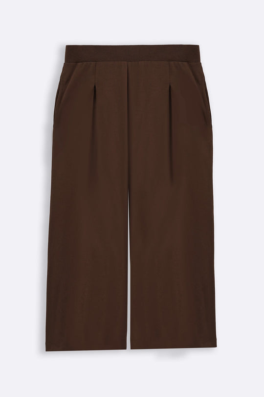 TAUPE CROPPED WIDE LEG PANTS