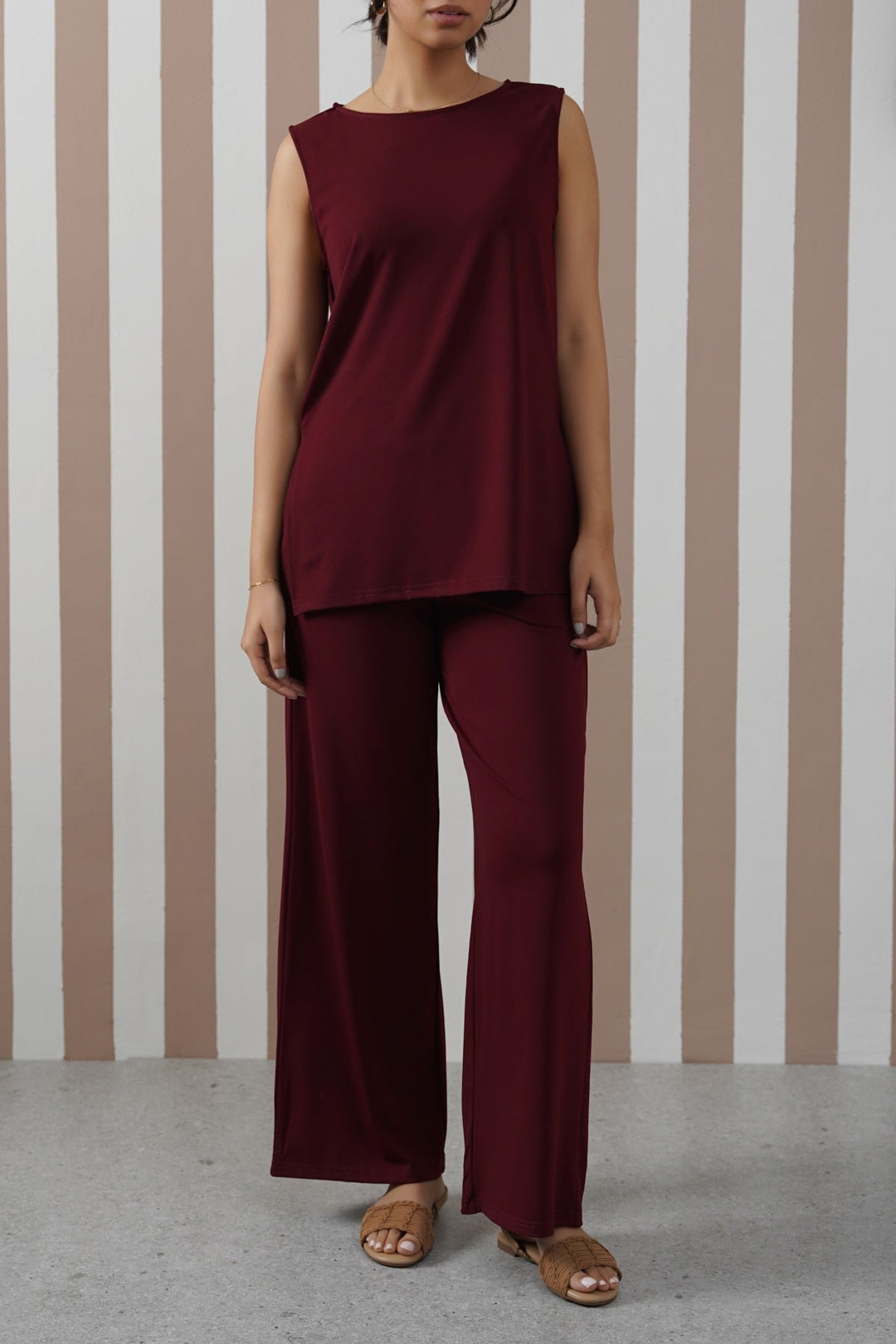 BURGUNDY OFF-DUTY STRAIGHT PANTS