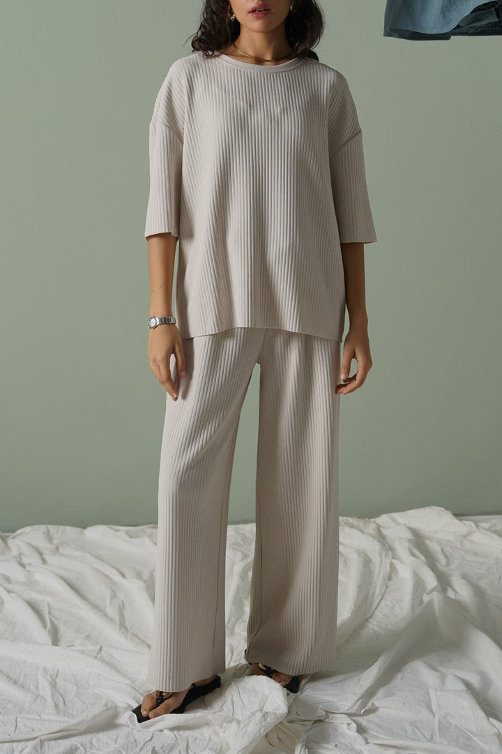 BEIGE LINEA STRETCHY TROUSERS