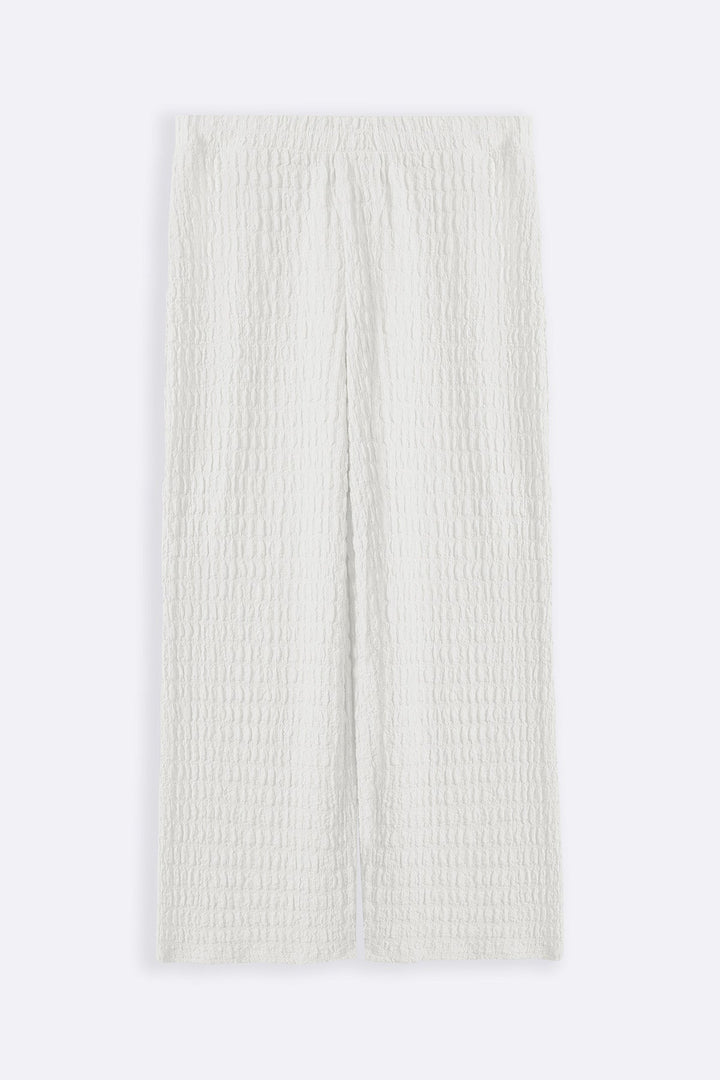 WHITE BUBBLE CRINKLE PANTS