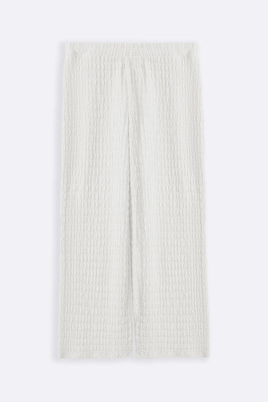 WHITE BUBBLE CRINKLE PANTS